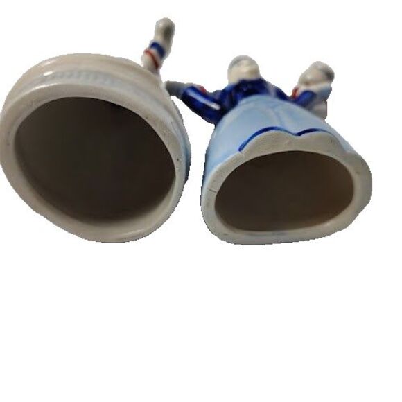 Pair Blue White Man & Woman Bells Dutch Holland Jugs Clappers Ceramic - Picture 5 of 5